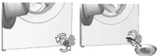 BEKO WTE10741BSCDOS1 - Om het vuile filter te reinigen en het water weg te pompen: - 3