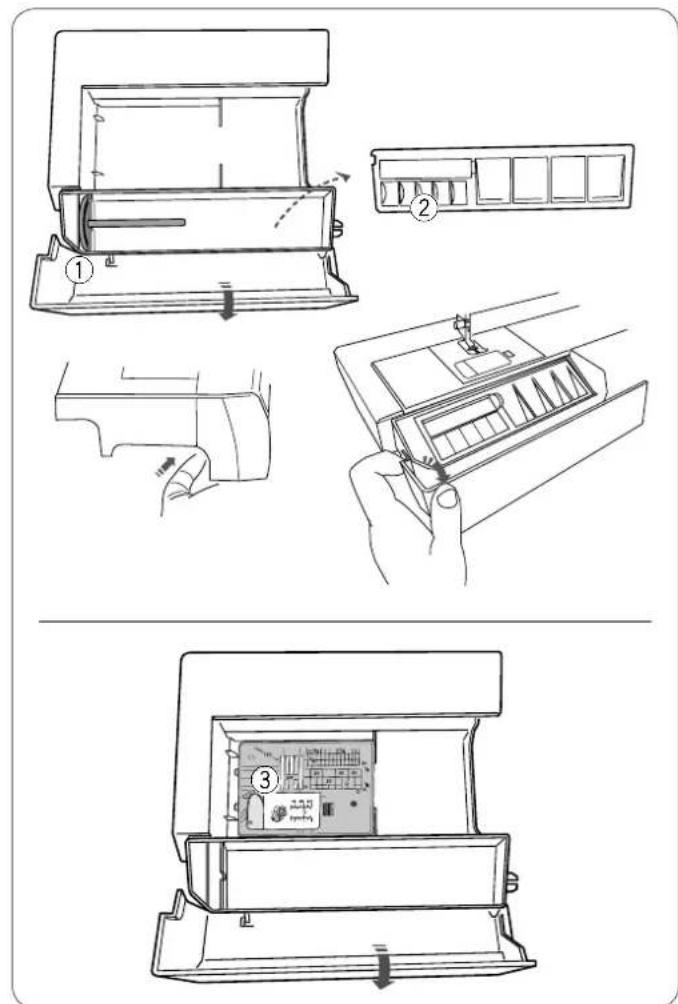 ELNA eXpressive 850 - Rangement des accessoires - 1