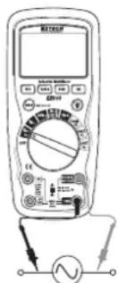 Extech EX503 - Mesures de tension CA (frequency, coefficient d'utilisation) - 1