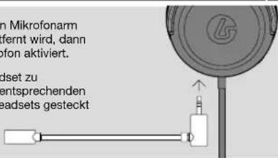 in Mikrofonarm fernt wird, dann ofon aktiviert. dset zu entsprechenden eadsets gesteckt