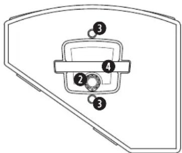 Diagram of a mechanical or electrical component with numbered parts labeled 2, 3, and 4 around a central box.