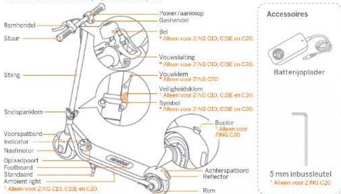 SEGWAY Ninebot eKickScooter ZING C10 - Onderdelen en functies - 1