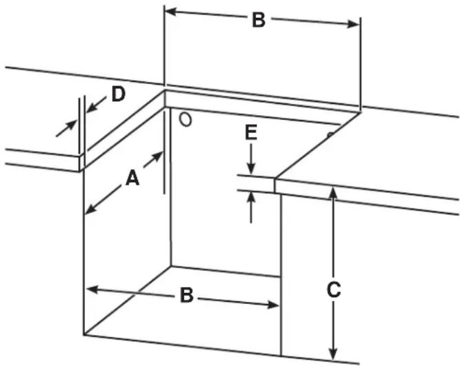 GE Profile PLD617RTSS - Dimensions des découpes d'armoire et de comptoir - 1