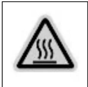 Warning sign with steam symbol inside a triangle, indicating hazardous material