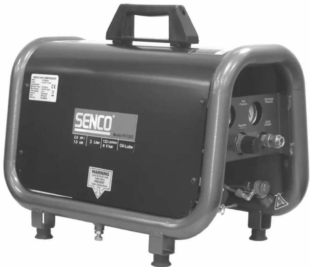 SENCO AIR COMpressor Model PC1252 2.0 HP / 1.5 kW | 3 Litter | 133 Lr/min @ 6 bar | Oil-Lube WARNING ONION ALABOR FOR ONION DAILY PREVENT ONION CONSTRUCTION