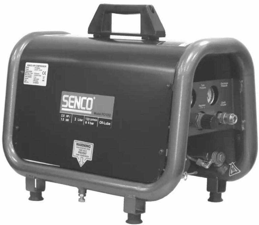 SENCO AIR COMpressor Model PS1252 2.0 HP / 3 Litter 133 L/min Oil-Lube 1.5 kW 3 Litter 6 bar WARNING HARD SWITCHER WITH TAW DAILY PREVENT TIME CONSENSION