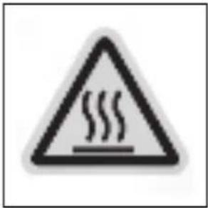 Warning sign with steam symbol inside a triangle, indicating hazardous or hazardous material