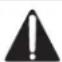 Warning symbols including exclamation, lightning bolt, hazard symbol, and warning triangle with steam and @ signs