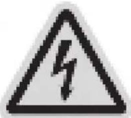 Warning sign depicting a lightning bolt symbol in a triangular hazard triangle