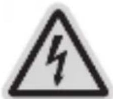 Warning sign depicting a lightning bolt symbol in a triangular hazard triangle