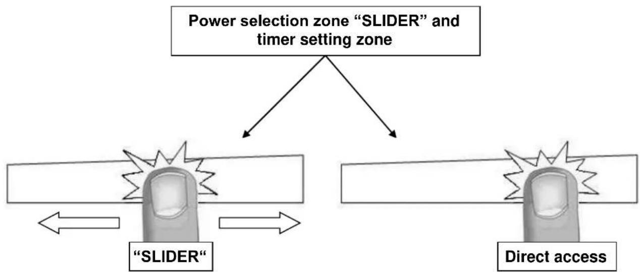 BORETTI BI80MAT - Power selection zone "SLIDER" and timer setting zone - 1