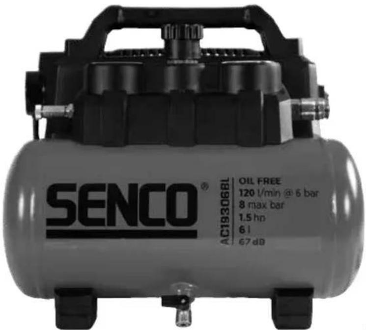 SENCO® AC193068L OIL FREE 120 l/min @ 5 bar 8 max bar 1.5 hp 6 l 67 dD