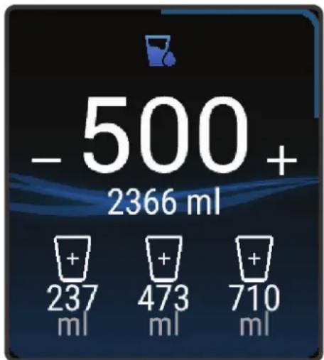GARMIN Venu SQ 2 - Utilisation du résumé du widget de suivi de l'hydratation - 1