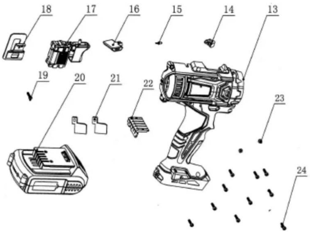Exploded view diagram of a device with numbered parts for identification