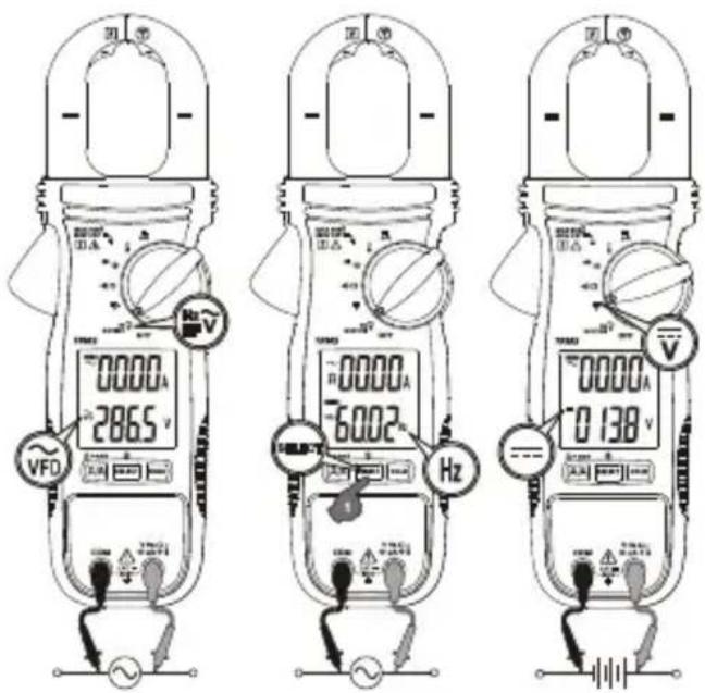 VFD 0.000A 286.5 V -0.000A -6.002 Hz 0.000A -0.138 V
