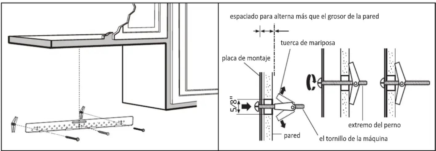 espaciado para alterna más que el grosor de la pared tuerca de mariposa placa de montaje 5/8" pared extremo del perno el tornillo de la máquina