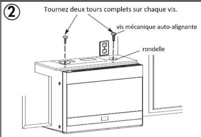 Tournez deux tours complets sur chaque vis. vis mécanique auto-alignante rondelle