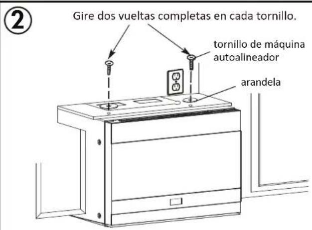 Gire dos vueltas completas en cada tornillo. tornillo de máquina autoalineador arandela