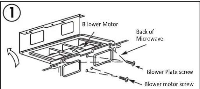 B lower Motor Back of Microwave Blower Plate screw Blower motor screw