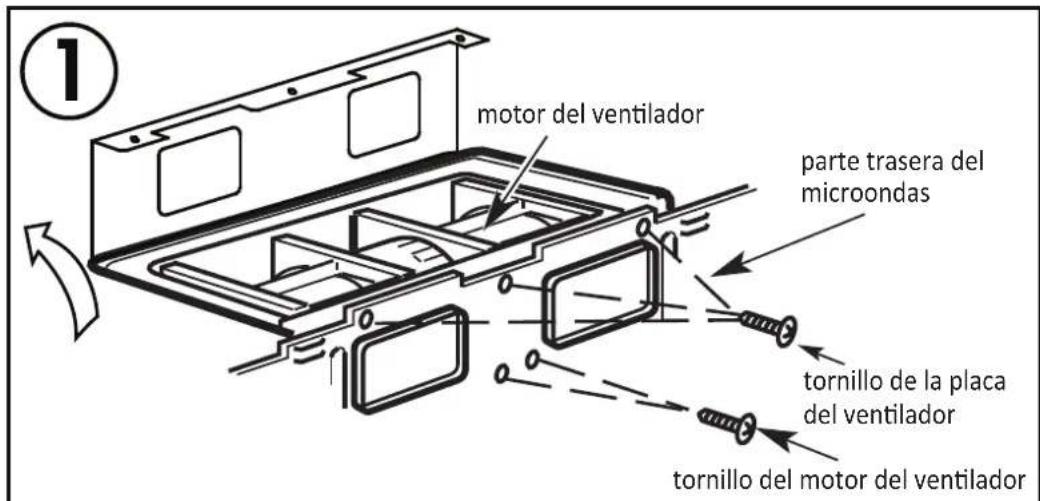 motor del ventilador parte trasera del microondas tornillo de la placa del ventilador tornillo del motor del ventilador