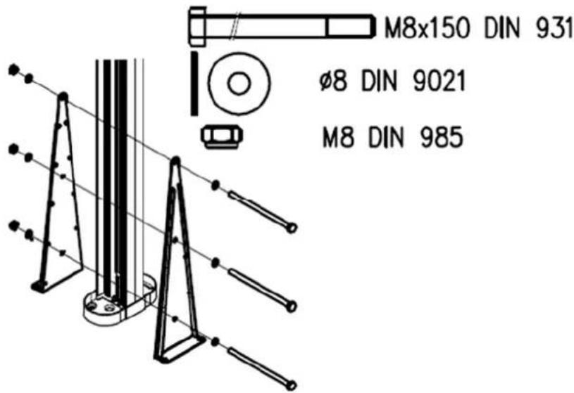 OPTEX RADIOPLEX II - Montages des renforts latéraux TWSTB (colonnes 3M). - 1