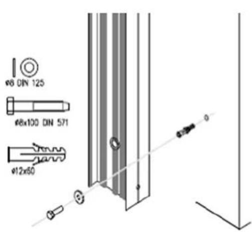 OPTEX RADIOPLEX II - Installation d'une colonne simple direction avec fixation murale. - 1