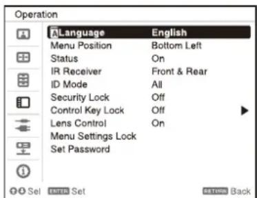 SONY VPLFHZ85 - Sélection de la langue du menu - 1