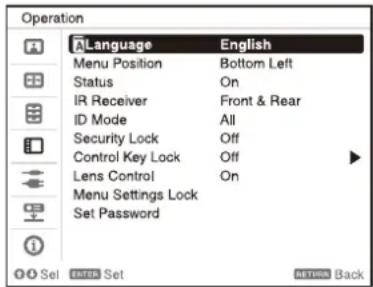 SONY VPLFHZ85 - Selecting the Menu Language - 1