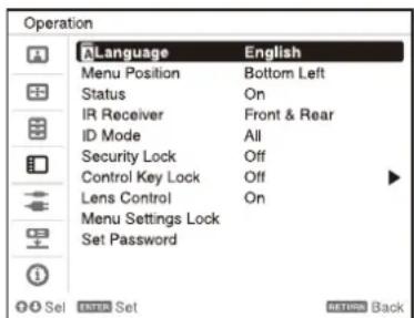 SONY VPLFHZ85 - Auswahlen der Menüsprache - 1