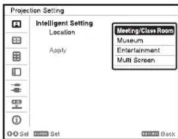 SONY VPLFHZ75 - Select usage location of the projector from the following options. - 1