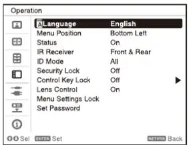 SONY VPLFHZ80 - Selecting the Menu Language - 1