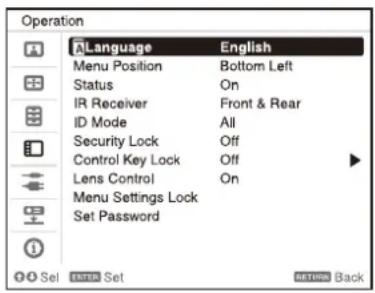 SONY VPLFHZ80 - Auswählen der Menüsprache - 1
