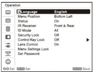 SONY VPLFHZ80 - メニューの表示言語を切り替える - 1