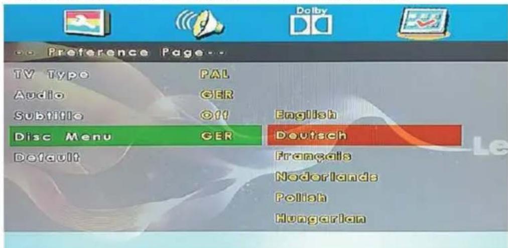 LENCO DVL2462 - Disc Menu - 1
