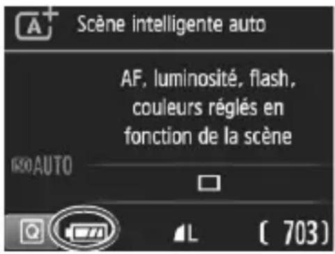 CANON EOS 1500D - Indicateur du niveau de charge de la batterie - 1