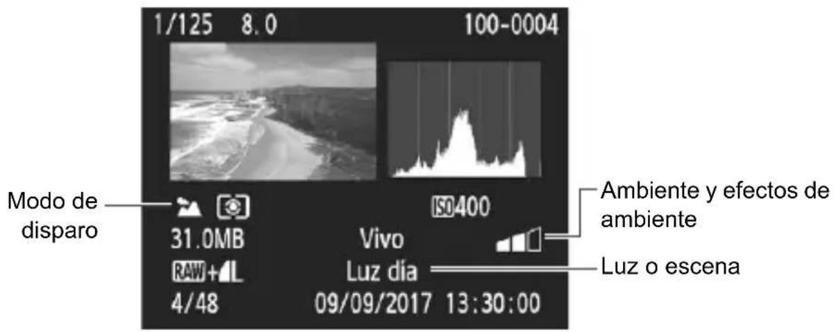 CANON EOS 1500D - DISP Visualización de información sobre el disparo - 3