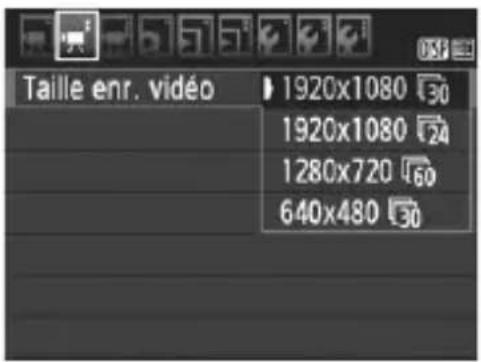 CANON EOS 1500D - MENU Réglage de la taille de l'enregistrement vidéo - 1