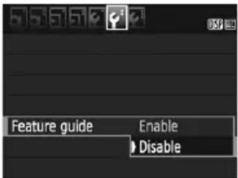CANON EOS 1500D - MENU Disabling the Feature Guide - 1
