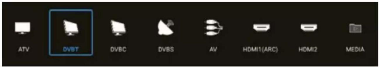ATV DVBT DVBC DVBS AV HDMI1(ARC) HDMI2 MEDIA
