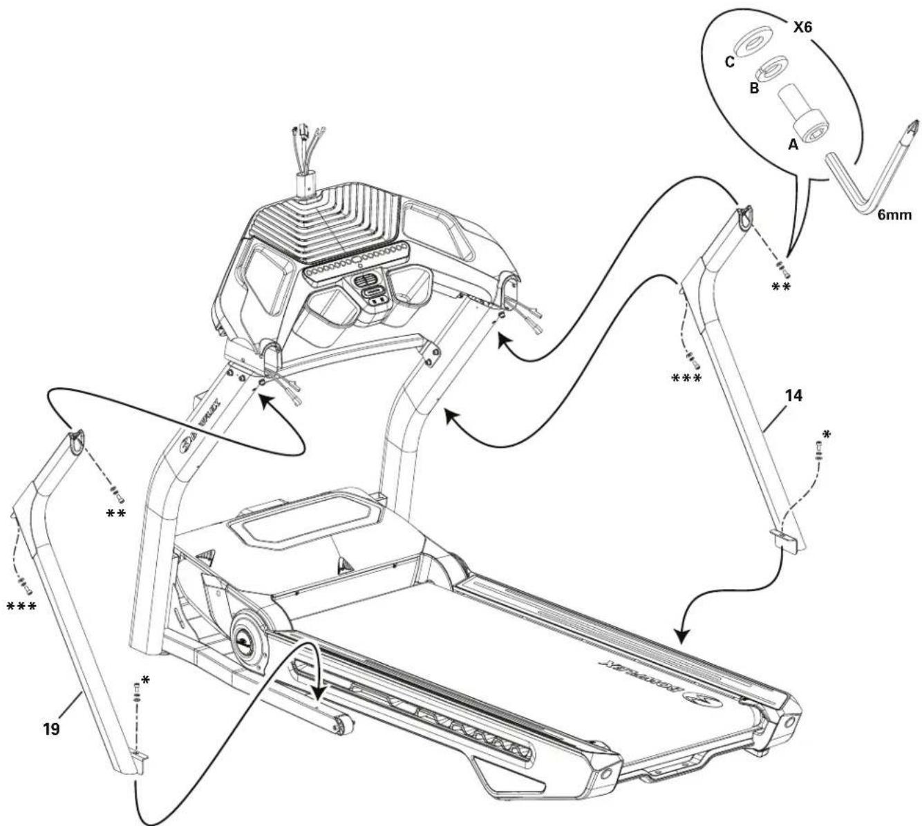 BOWFLEX BXT56 - Fixez les supports de montant à l'armature et serrez bien toute la quincaillerie. - 1