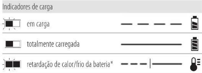 Indicadores de carga em carga totalmente carregada retardação de calor/frio da bateria*