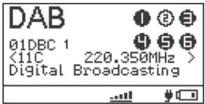 DAB 01DBC 1 <11C 220.350MHz > Digital Broadcasting