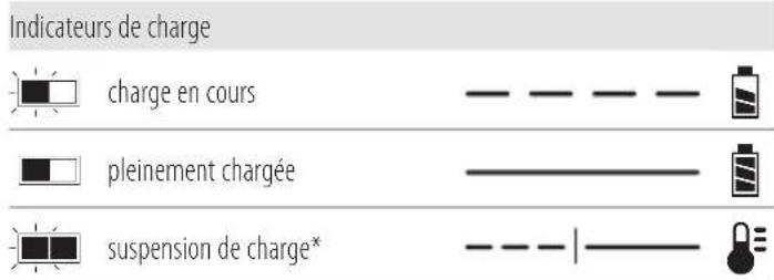 Indicateurs de charge charge en cours pleinement chargée suspension de charge*