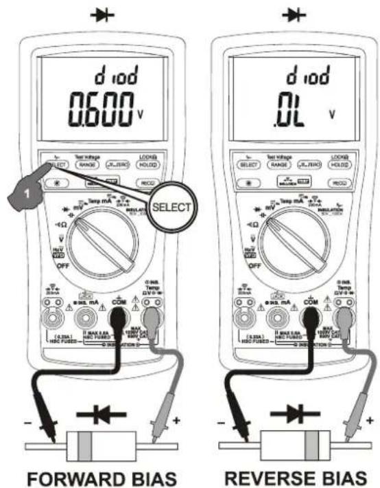 d iod 0.600 V SELECT Tang voltage RANGE ON/OFF LOGIB HOLD REC + - HV Temp mA HV-LED HV-LED OFF + - HV Temp LED COM + - HV Temp mA HV-LED HV-LED OFF + - HV Temp LED COM + - HV Temp mA HV-LED HV-LED + - HV Temp mA HV-LED HV-LED + - HV Temp mA HV-LED HV-LED