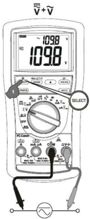 Metrel MD 9050 - Les fonctions dc+acv +ACV (uniquement pour le MD9050), DCV, DCV +ACV - 3