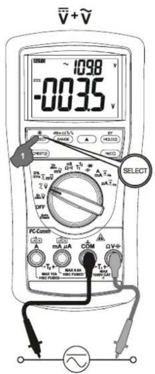 Metrel MD 9050 - Les fonctions dc+acv +ACV (uniquement pour le MD9050), DCV, DCV +ACV - 2