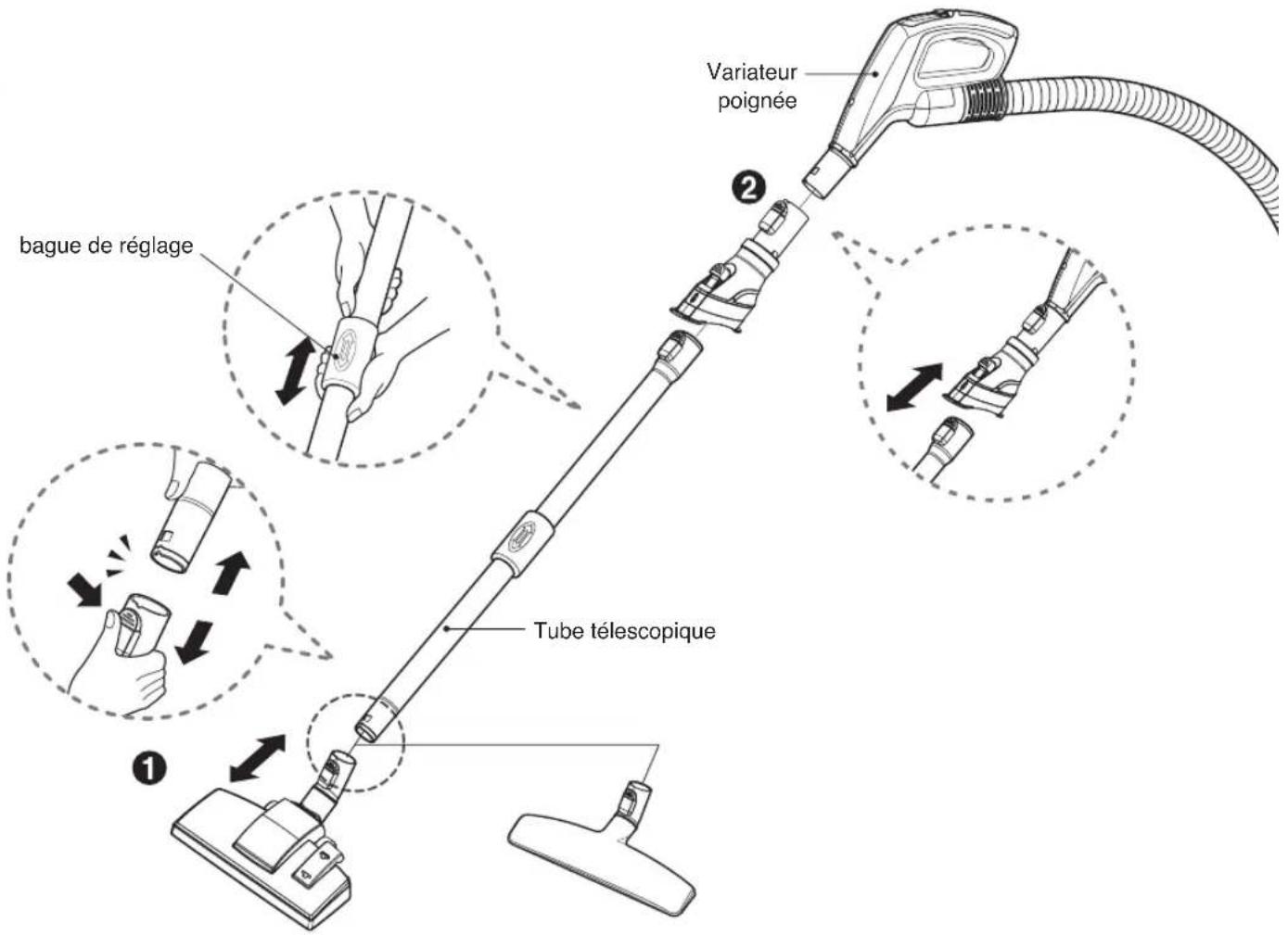 LG LCV700 - Comment utiliser Assembler l'aspirateur - 1