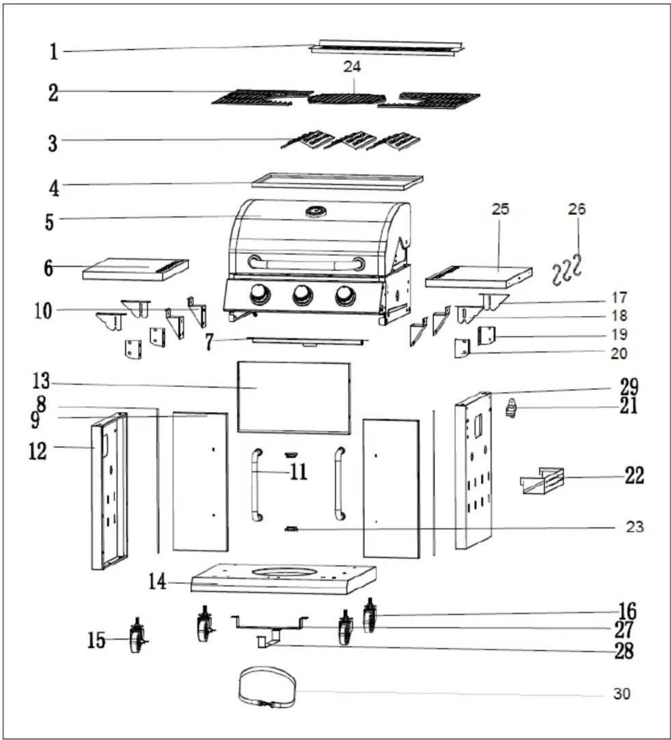 Klarstein Lucifer - TEILELISTE / PARTS LIST - 1