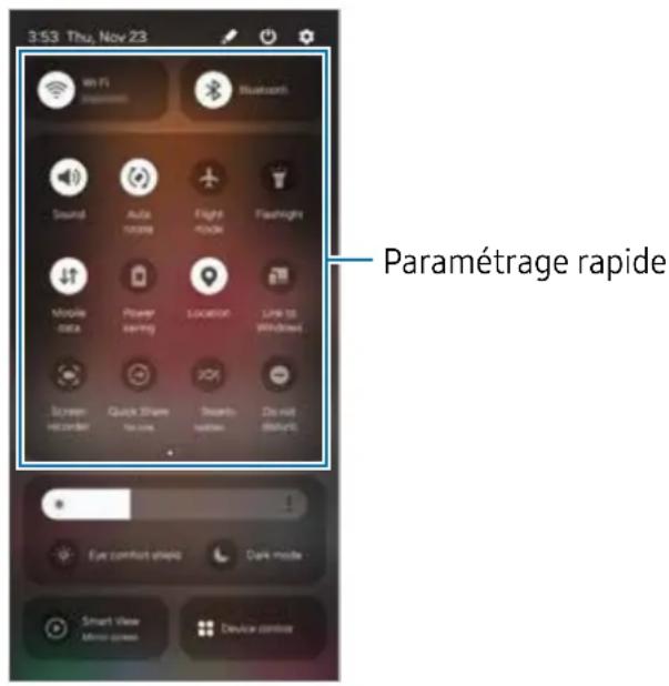 SAMSUNG Galaxy Z Flip 4 - Utiliser le panneau de paramétrage rapide - 1
