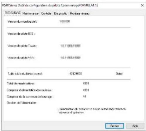 CANON imageFORMULA RS40 - Cliquez sur le bouton Demarrer, puis sur [Canon RS40] et [Outil de configuration du pilote Canon imageFORMULA]. Outil de configuration du pilote Canon imageFORMULA démarre. - 1